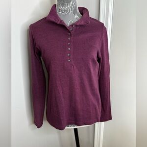 Women Pink/Purple Natural Reflections Henley Pullover Cotton Blend Small petite